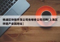 杨浦区块链开发公司有哪些公司招聘[上海区块链产业园地址]